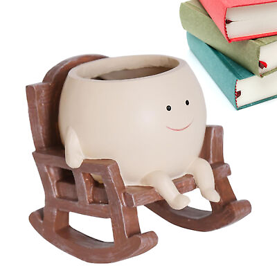 #ad Cartoon Face Cute Rocking Chair Resin Basin Home Indoor Succulent Planter Pots $41.40