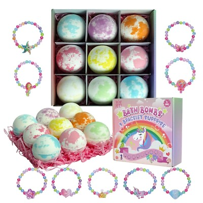 #ad KAV Bracelet Surprise Bath Bombs for Kids Girls 9 Pcs Oraganic Bathbombs Gift $22.88