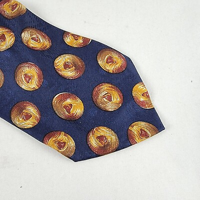 #ad Today#x27;s Man Mens Blue Beige Geometric Circles Balls Silk Necktie Tie Italy $5.67