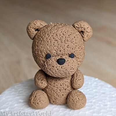 #ad Small Bear cake topper. Tiny Edible 3D fondant gum paste Teddy Bear figurine $25.00