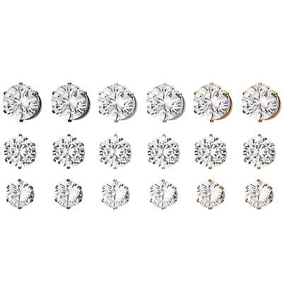 #ad 6 7 8mm Men Womens Magnetic Non Piercing CZ Stud Clip On Cheater Fake Earrings $6.64