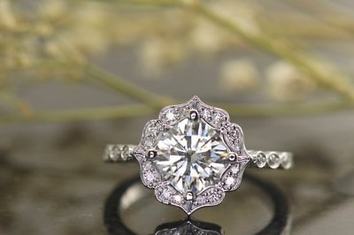 #ad 7mm Solitaire Kite Set Cushion Cut Moissanite Halo Ring Real 925 Sterling Silver $108.13
