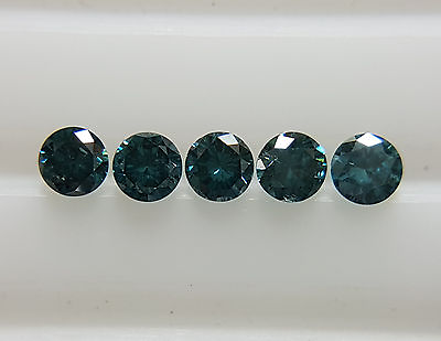 #ad Natural Loose Fancy Blue Diamonds 2.1 2.2mm 5pc SI Clarity Round Cut Irradiated $154.99
