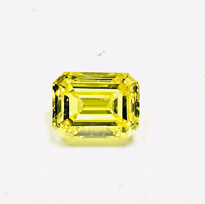 #ad 1.62 Ct. Emerald Cut Fancy Vivid Yellow Vvs2 Egl Graded Lab Grown Loose Diamond $6666.00