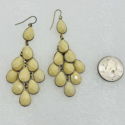 #ad Chandelier Style Champagne Colored Drops Gold Tone Metal Fashion Earrings $11.98