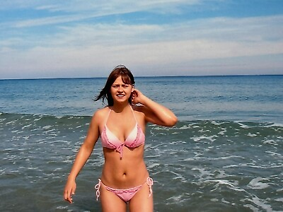 #ad 2006 Vintage Photo Pretty Young Woman Female Sea Beach Pink Bikini $14.50