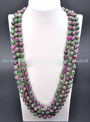 #ad Natural 6 8 10 12mm Red Gems In Zoisite Round Gemstone Beads Necklace 16 72quot; AAA $8.08