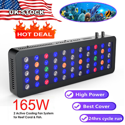 #ad 165W Full Spectrum Coral Reef Fish Tank LED Planted Aquarium Light for All Water $86.05