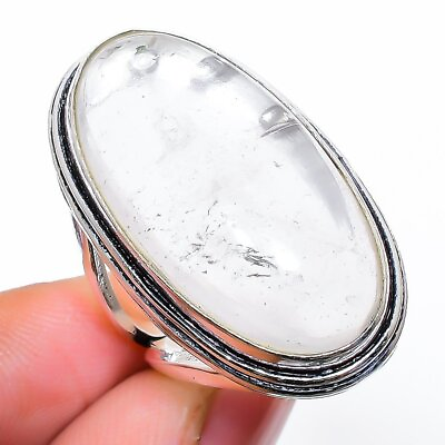 #ad Crystal Quartz Handmade Gemstone 925 Sterling Silver Jewelry Ring 6 N328 $19.38
