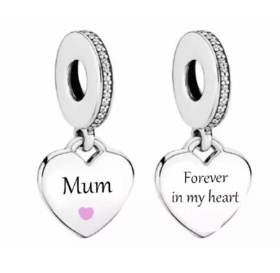 #ad MUM MEMORIAL CHARM FOREVER IN MY HEART GENUINE 💜 925 STERLING SILVER GIFT GBP 17.00