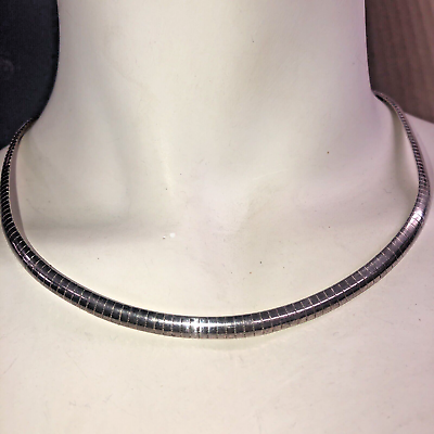 #ad Solid Sterling Silver 925 18 Inches 5.5mm Omega Round Necklace Italy Vior $69.95