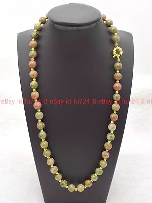#ad Natural 8 10mm Multicolor Unakite Gemstone Round Beads Jewelry Necklace 14 100quot; $9.99