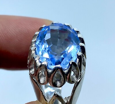 #ad Authentic Natural London Topaz Ring Stone Silver 925 11.8 CT 9.5 US $400.00