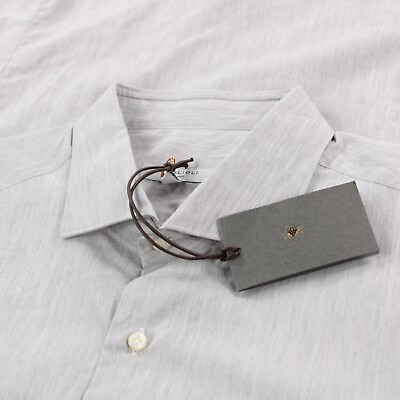 #ad Boglioli NWT Dress Shirt Size 17.5 44 Solid Light Gray 100% Cotton $120.00