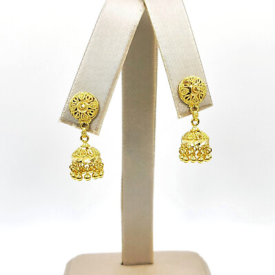 #ad 22K Gold Earrings Drop Dangler Chandelier Genuine Hallmarked 916 Handcrafted $721.60