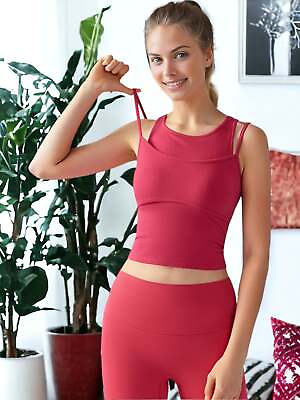 #ad Mock Two Piece Fixed Cup Yoga Top $24.99