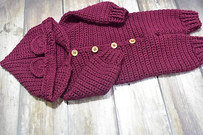 #ad Newborn Baby Boys Girls Bear Hooded Romper Jumpsuit Bodysuit Crochet Outfit Set $30.00