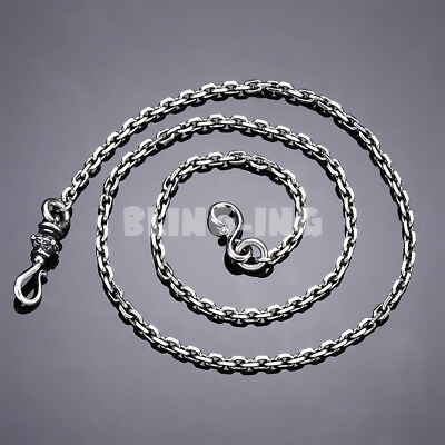 #ad 3mm Real Solid 925 Sterling Silver Anchor Cable Chain Rolo Chain Men#x27;s Necklace $53.63