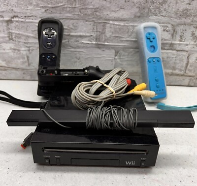 #ad Nintendo Wii RVL 101 Black Console Bundle No Power Cord $59.99