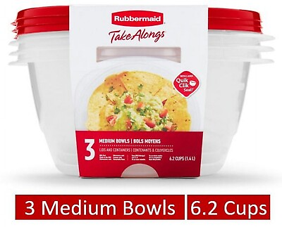 #ad TakeAlongs 6.2 Cup Serving Bowl Food Storage Containers Set of 3 Red $8.31