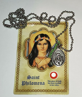 #ad St. Philomena Medal Pendant amp; Relic Holy Card Patron Saint of the Desperate $14.99