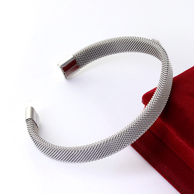 #ad Fashion Stainless Steel Silver Unisex Men Womens Cuff Bangle Bracelet $5.69
