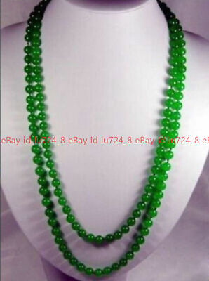 #ad Beauty 6 8 10 12mm Natural Green Jade Round Gemstone Beads Necklaces AAA 25 64quot; $4.99