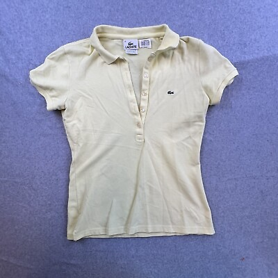 #ad Lacoste Shirt Women’s 38 Yellow Polo Short Sleeve Collared Casual Ladies $18.88