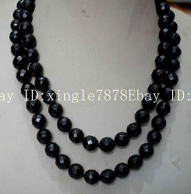 #ad 6 8 10 12mm Faceted Black Agate Round Gemstone Beads Necklace 18 50quot; AAA $10.99