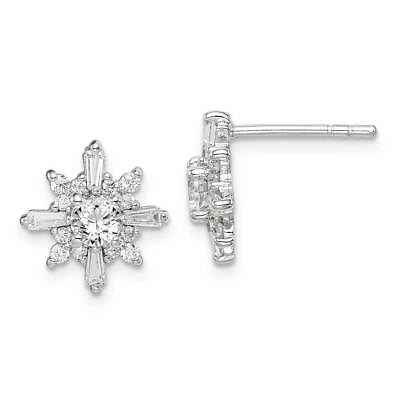 #ad Sterling Silver CZ Snowflake Post Earrings 0.46quot; $66.80