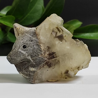 #ad Natural crystal crystal cluster mineral specimen hand carving wolf $26.00