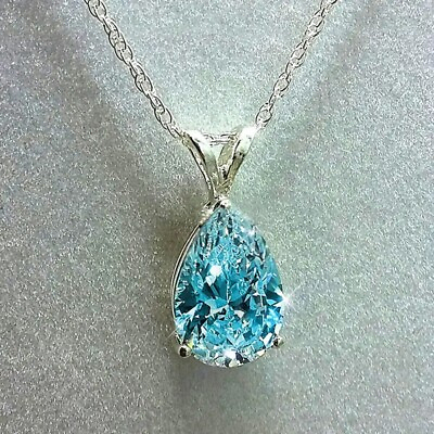 #ad Beautiful Silver Plated Teardrop Shaped Gemstone Zircon Pendant Necklace $11.65