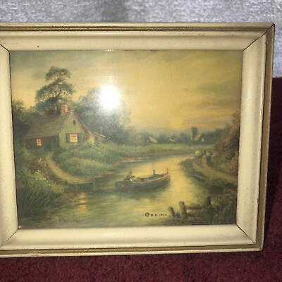 #ad VERY VINTAGE 1934 Painting By A Allison $50.99