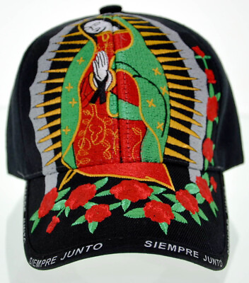 #ad NEW MARIA VIRGIN GUADALUPE SIEMPRE JUNTO BALL CAP HAT BLACK $9.95