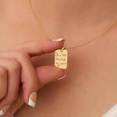 #ad Custom Handwriting Necklace Your Own Handwriting Memorial Engraved Necklace $29.99