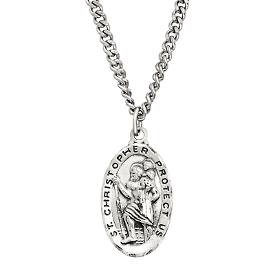 #ad Finecraft St. Christopher Medallion Necklace in Sterling Silver and Stainless $21.99