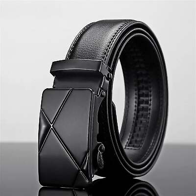 #ad Mens Leather Belt Metal Automatic Buckle $12.99
