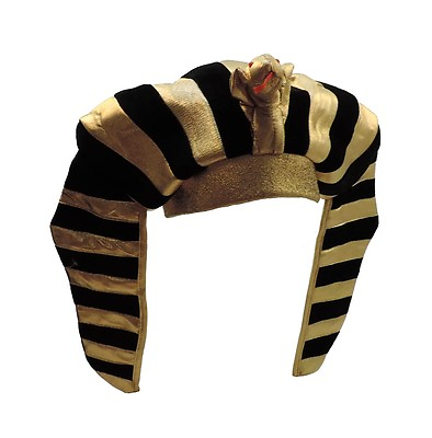 #ad Adult Gold Lamé Egyptian Pharaoh King Tut Crown Headdress Costume Hat with Snake $14.99