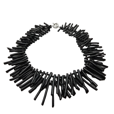 #ad 2 Rows 4x46mm Natural Black Coral Branch Necklace For Ladies Necklace $22.99