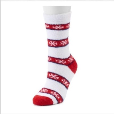 #ad Jammies For Families Unisex Cozy winter socks red white blue snowflake theme $10.00
