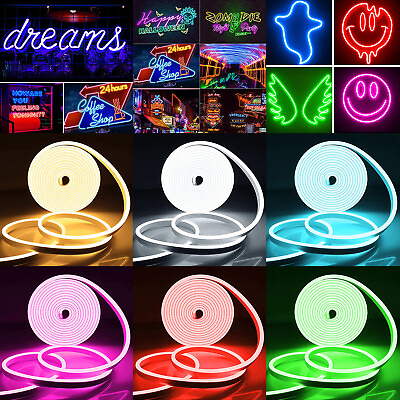#ad 1 10M LED Neon Strip Lights Dimmable Waterproof DIY Silicone Rope Light DC12V $12.49