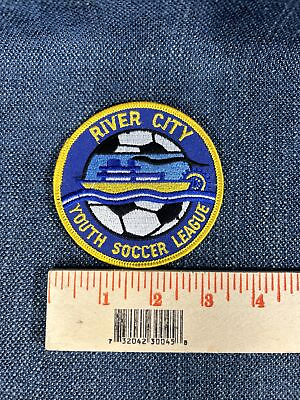 #ad Embroidered Patch Round River City Youth Soccer League Vintage Patch Sew On $5.50