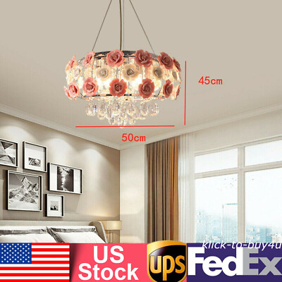 #ad Rose Decor Chandelier Crystal Ceiling Light for Beadroom Girls#x27; Bedroom Decor $75.71