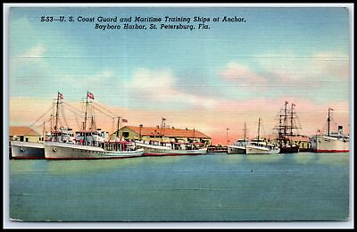 #ad Postcard U.S. Coast Guard amp; Maritime Bayboro Harbor St. Petersburg FL E55 $3.18