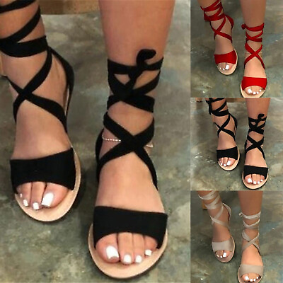 #ad #ad Women#x27;s Fashion Hollow Roman Strap Large Size Hemp Rope Flat Sandals $18.85
