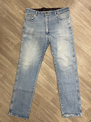 #ad Wrangler Jeans Distressed Blue Jeans 38 x 34 DISTRESSED See Pictures $24.95