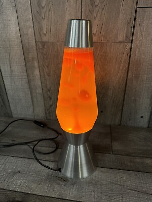 #ad Vintage Retro Lava Lamp. Orange Lava Silver Base 1980s 1990s $199.99