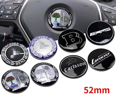 #ad For Car 3D Emblem 52mm Steering Wheel Logo Badge Cover Sticker ABS $10.99