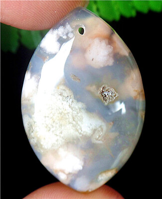 #ad 45x29x7mm Natural Pink Cherry Blossom Agate Marquise Pendant Bead BV61271 $8.59