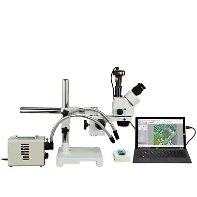 #ad OMAX 2.1X 225X 9MP Digital Zoom Boom Stereo Microscope30W LED Fiberoptic Light $1432.99